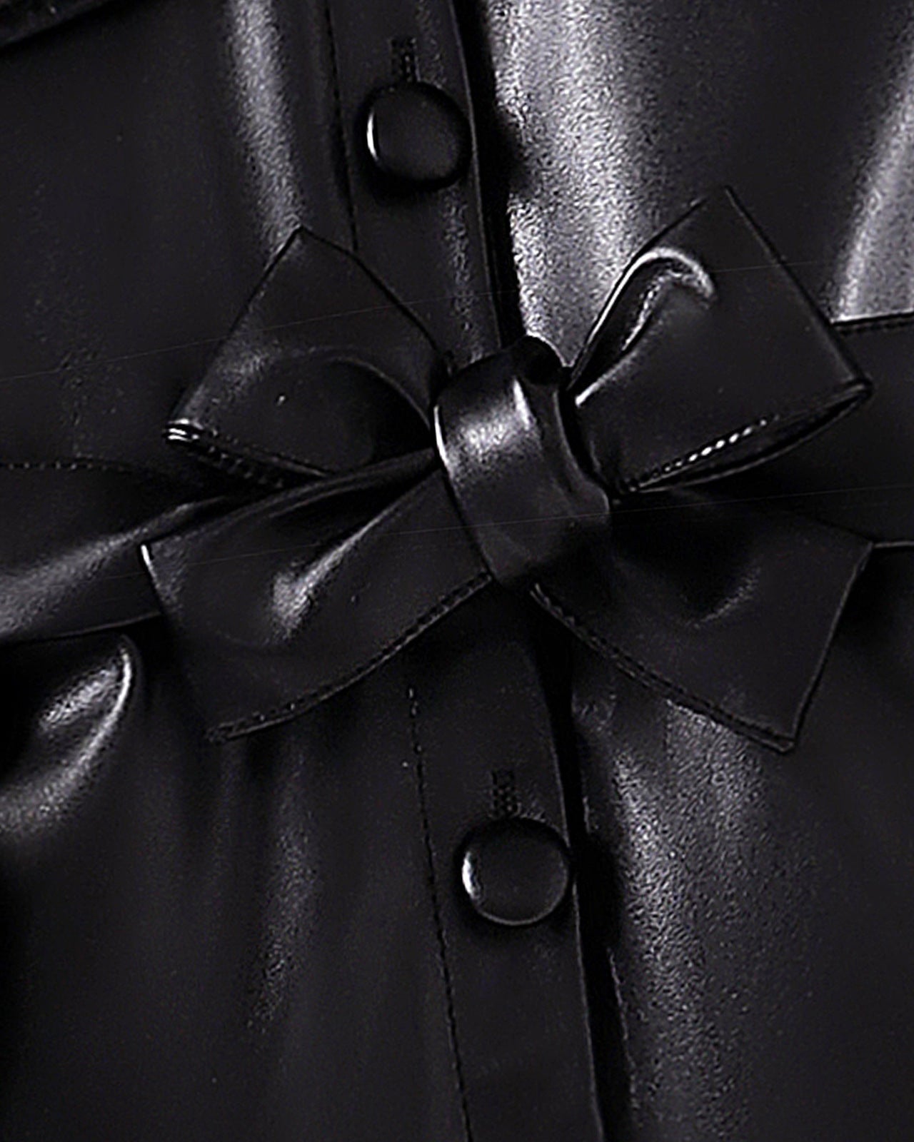Abrigo Niña Negro Elegante Piel Sintética Gabardina