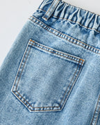 Jeans de Niña de Pierna Ancha con Flores Bordadas Cómodos,