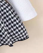 Conjunto niña elegante de cuadros con blusa de punto manga larga – ropa niña clásica moderna en España