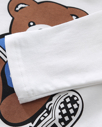 Conjunto niño 3 piezas sudadera y pantalón vaquero con estampado de oso estilo casual otoño, ropa infantil en España