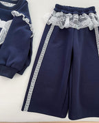 Conjunto niña invierno 2 piezas sudadera con lazo y falda pantalón elegante ropa niña,Ideal para primavera y para clima otoñal en España