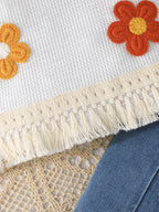 Conjunto de Blusa Acanalada Blanca y Vaqueros Clásicos