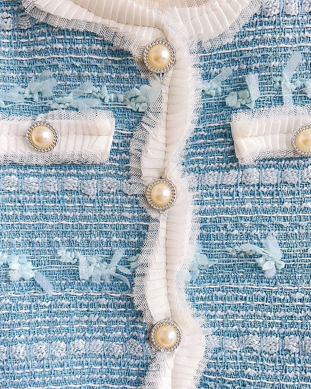 Conjunto niña 2 piezas chaqueta tweed y pantalón vaquero con perlas  en España