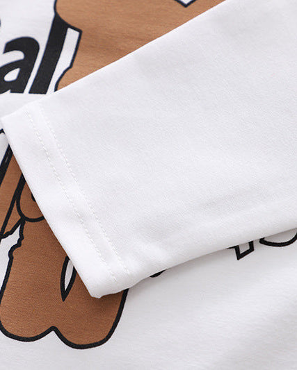 Conjunto bebé y niño 3 piezas ropa bebé: chaqueta estampada, camiseta con oso y pantalón gris cómodo en España