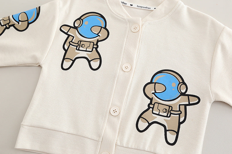 Conjunto niño 3 piezas ropa niño astronauta con chaqueta, camisa de cuadros y pantalón vaquero en España