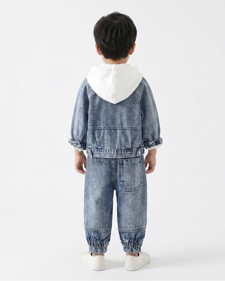Conjunto bebé 3 piezas vaquero: chaqueta denim, camiseta de algodón y pantalón elástico para niño y  en España