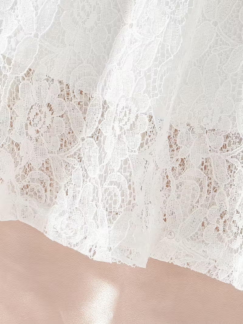 Vestido de verano para niñas con cuello de encaje