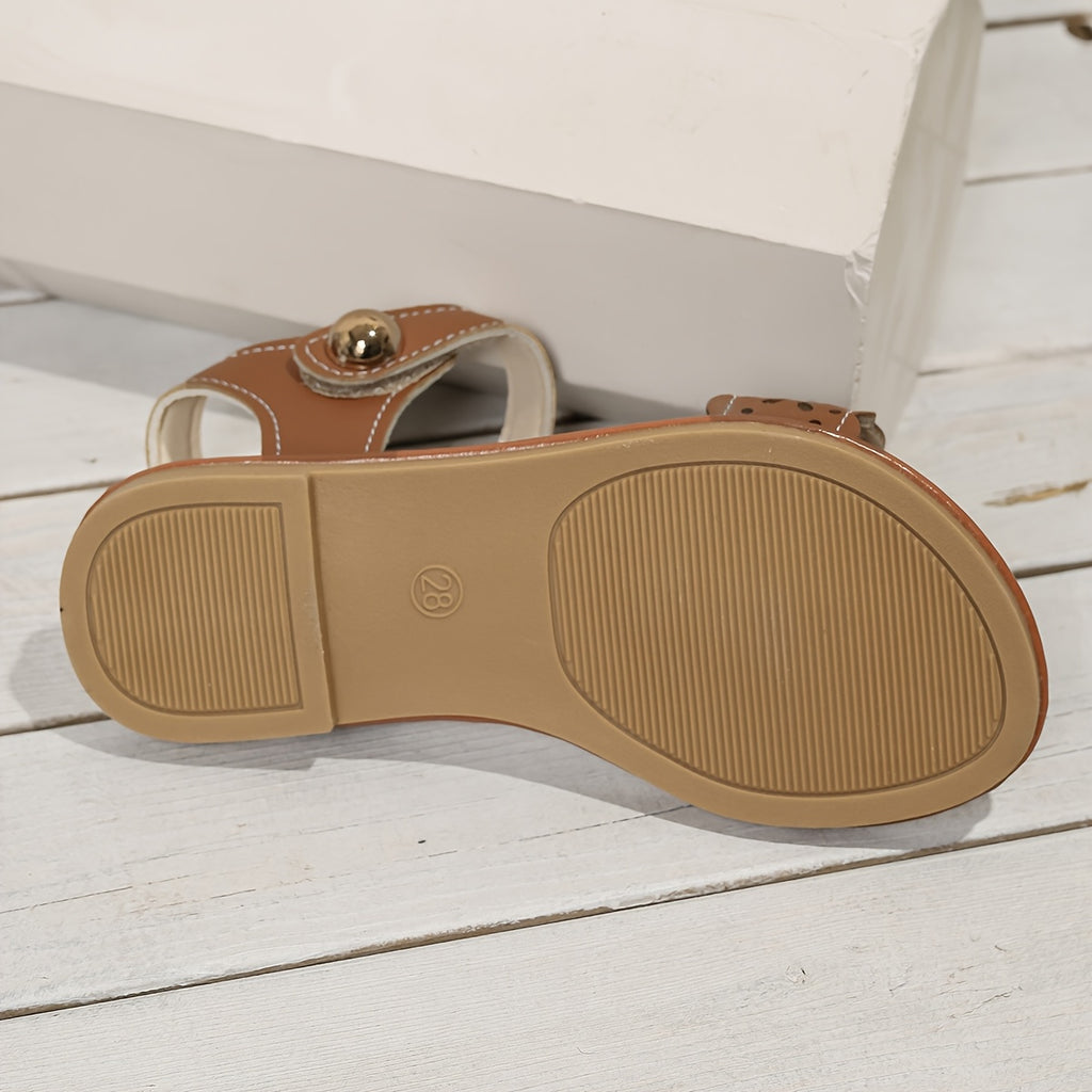 Sandalias Infantiles de Cuero Marrón con Calado