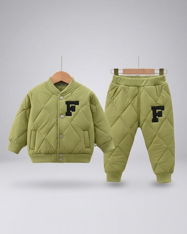 Conjunto bebé niño invierno acolchado de algodón 2 piezas con letra F (chaqueta y pantalón) en España