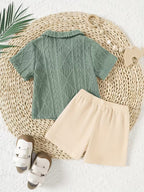 Conjunto cómodo para bebé niño: camiseta de manga corta y shorts 🌞👶
