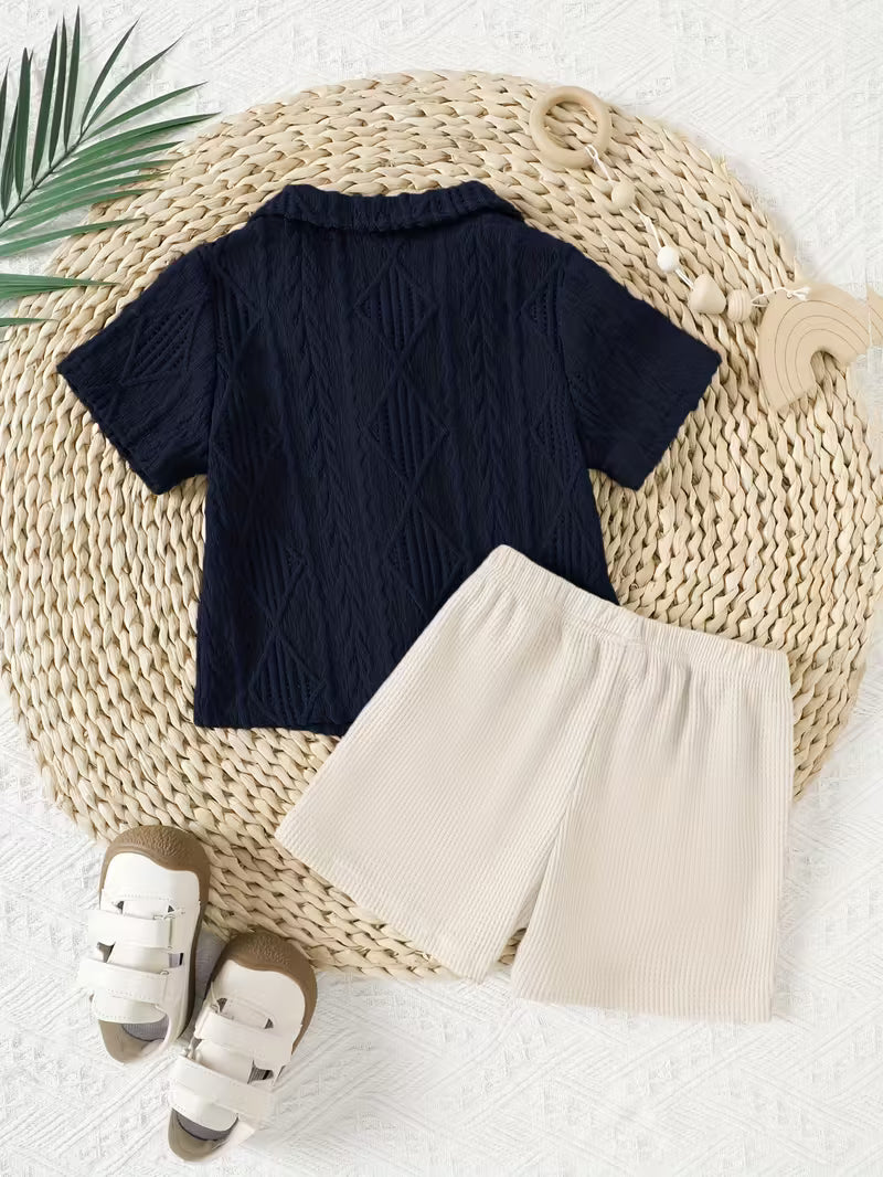 Conjunto cómodo para bebé niño: camiseta de manga corta y shorts 🌞👶