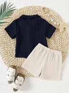 Conjunto cómodo para bebé niño: camiseta de manga corta y shorts 🌞👶