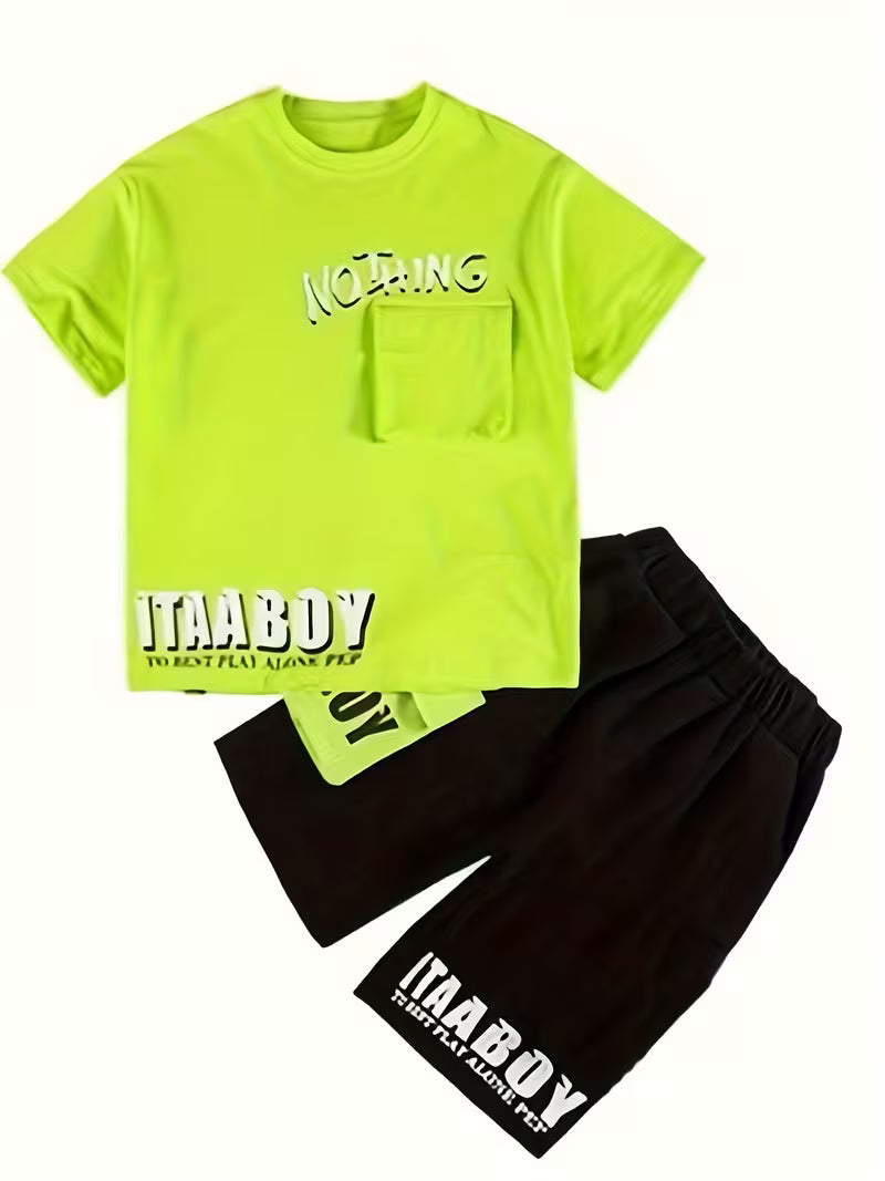Estilo Urbano que Brilla Conjunto Casual Neón para Niños.