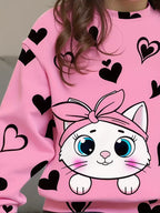 Conjunto "Sweet Kitty" Sudadera y Leggings de Corazones para Niñas