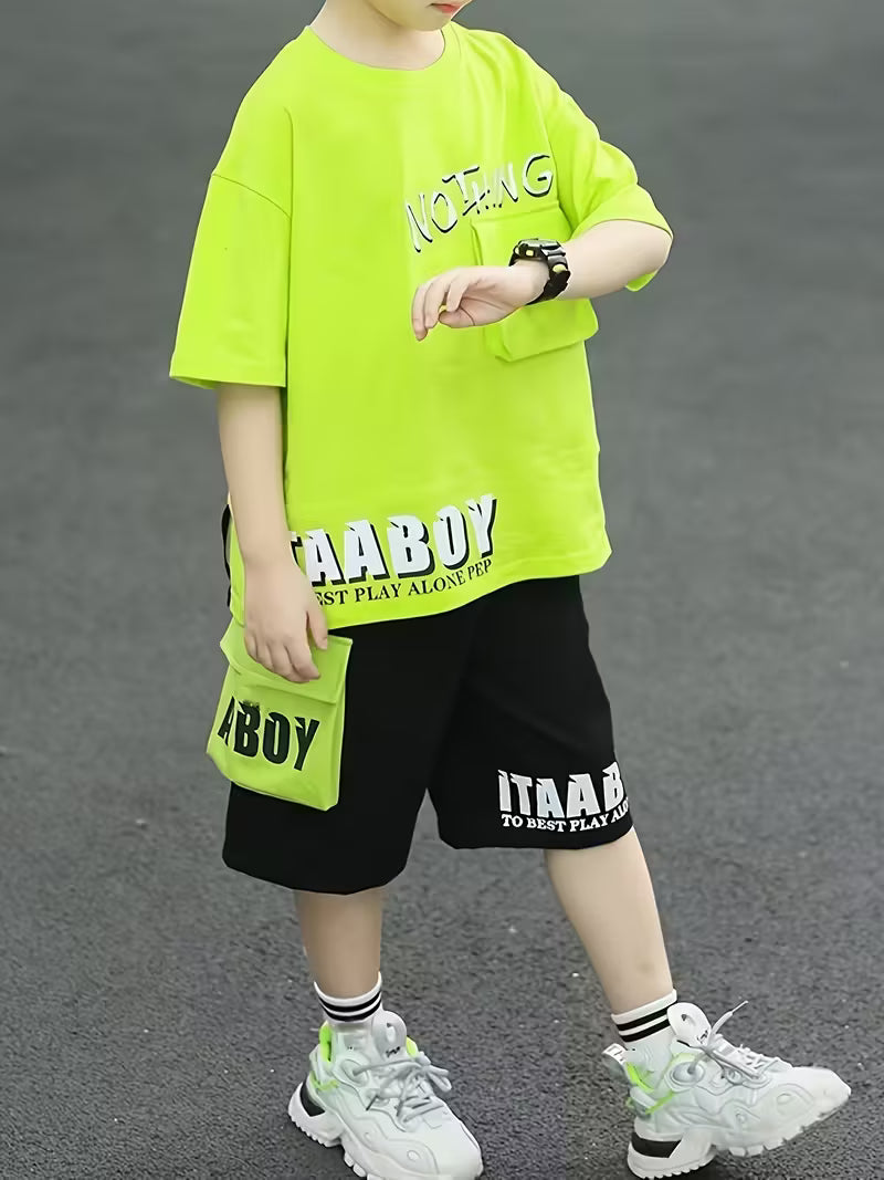 Estilo Urbano que Brilla Conjunto Casual Neón para Niños.