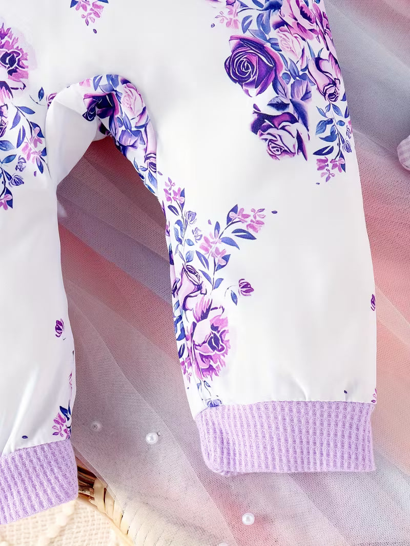 Enterizo Floral "Purple Blossom" con Diadema para Bebé