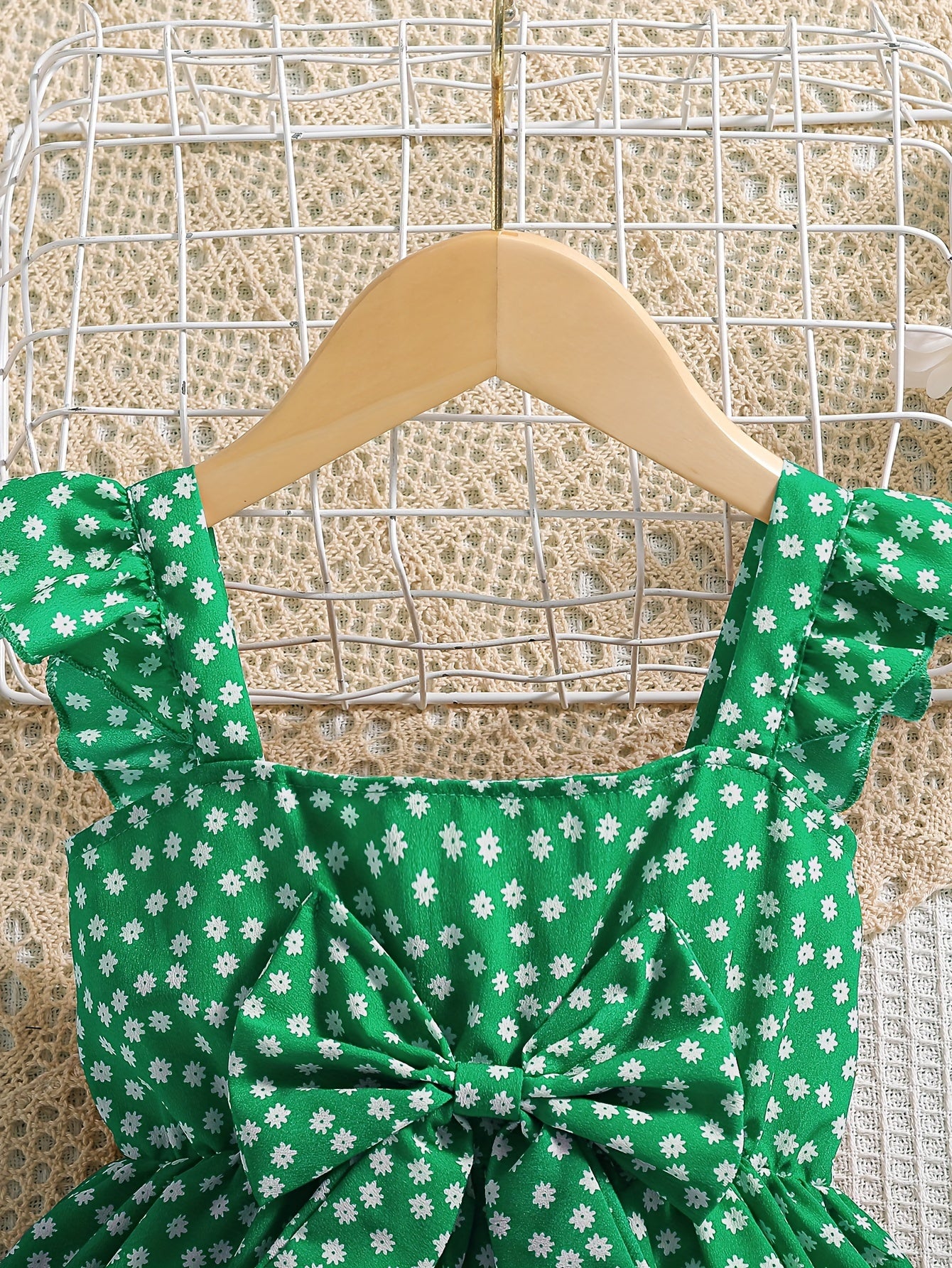 Vestido Verde Floral con Lazo