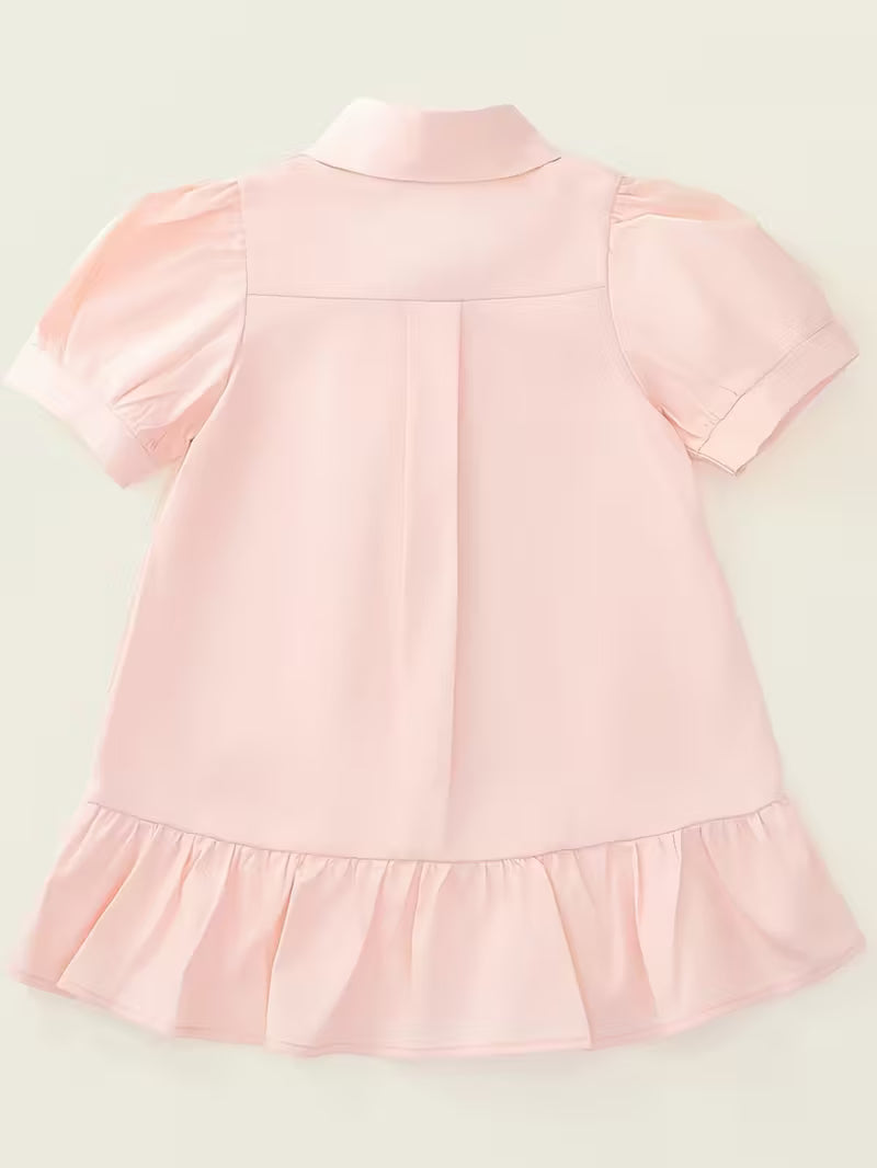 Vestido infantil con estilo escolar y bordado de conejitos