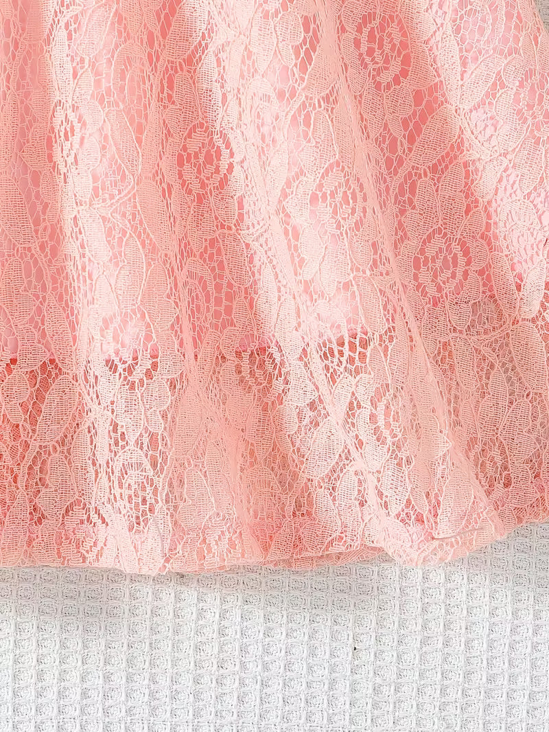 Vestido de verano para niñas con cuello de encaje