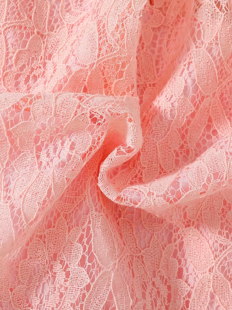 Vestido de verano para niñas con cuello de encaje