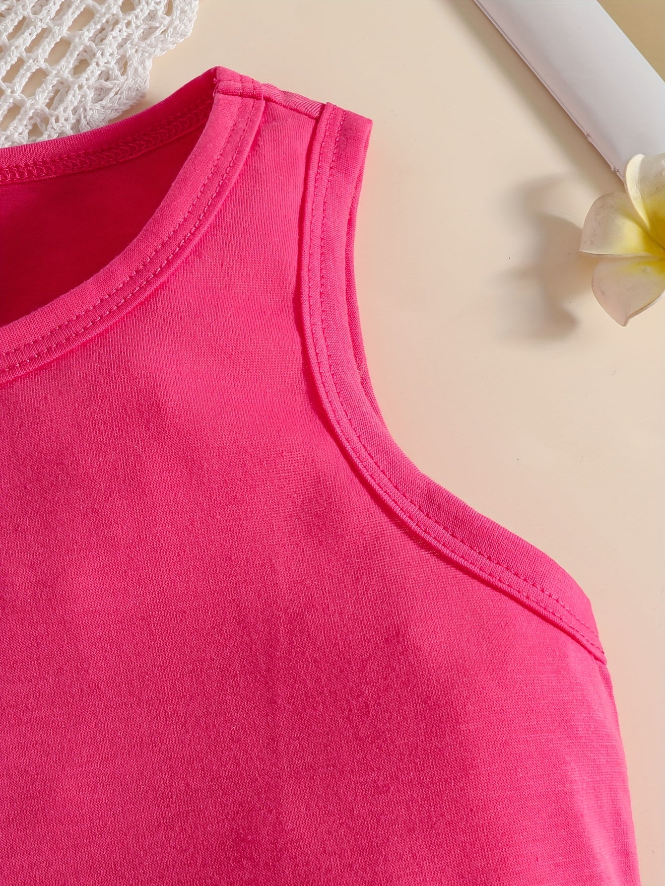 Camiseta sin Mangas Rosa con Corazón de Leopardo para Niña