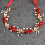 Diadema para el cabello con diseño de flores y perlas