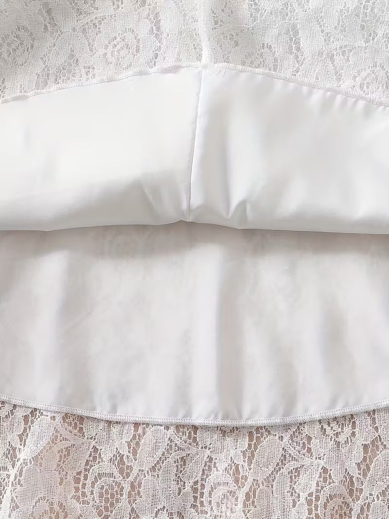 Vestido de verano para niñas con cuello de encaje