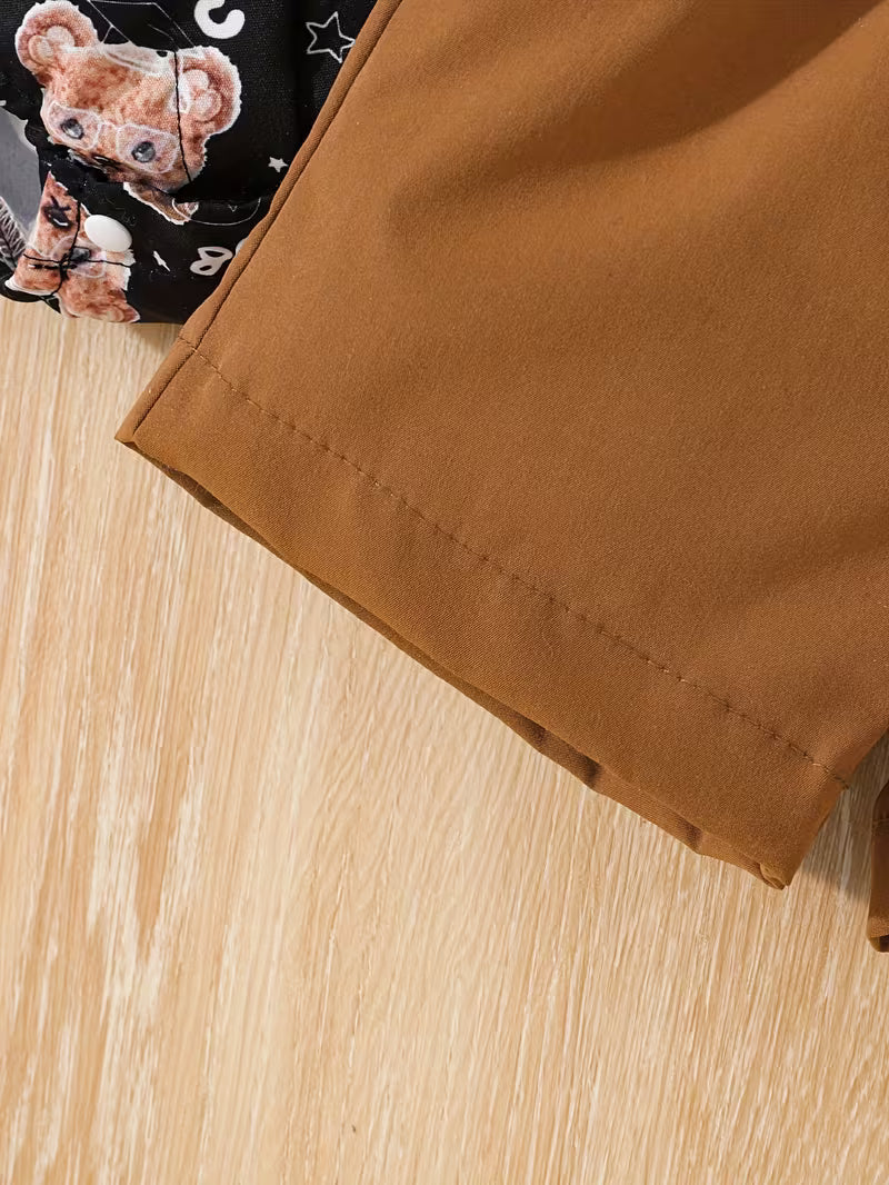 Conjunto Teddy Gentleman con Body de Ositos y Tirantes"