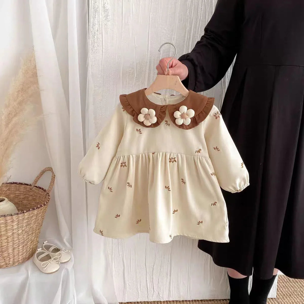 Vestido para niñas decorado con flores, con bolso a juego, calcetas y accesorios para el cabello