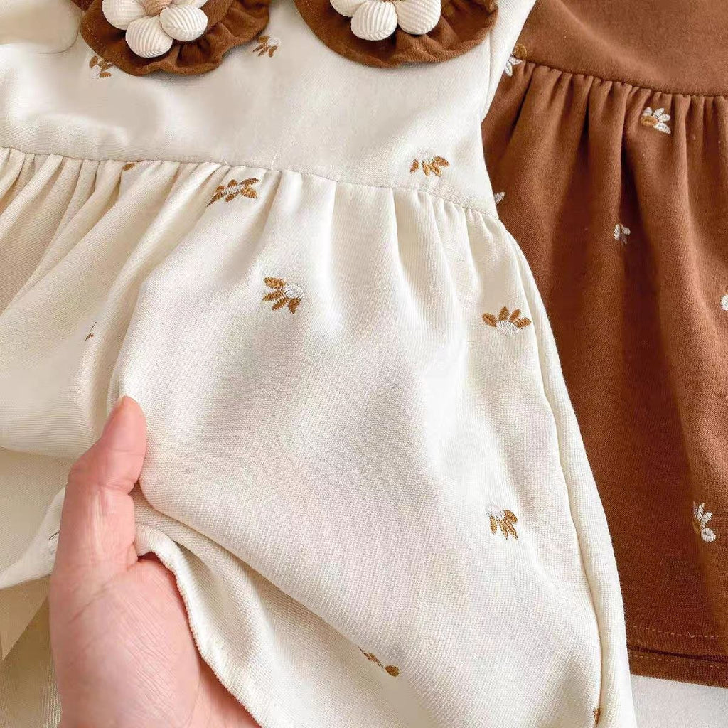 Vestido para niñas decorado con flores, con bolso a juego, calcetas y accesorios para el cabello