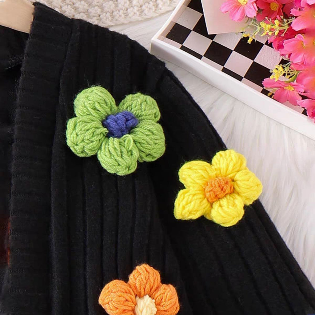 "Vestido de lana con chaqueta de flores en relieve, diseño de invierno para niñas"