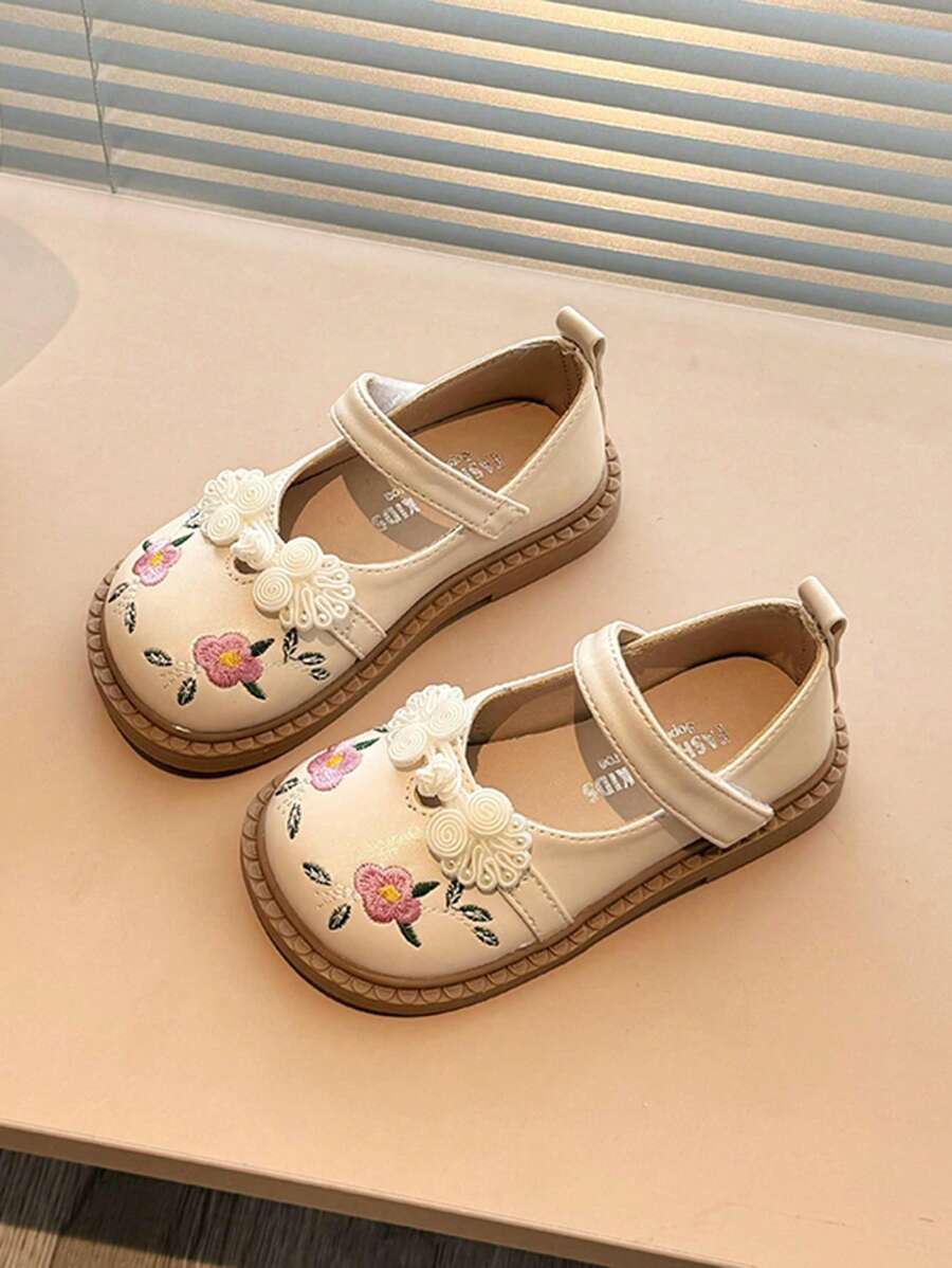 Zapato clásico de verano para niñas con bordado de flores
