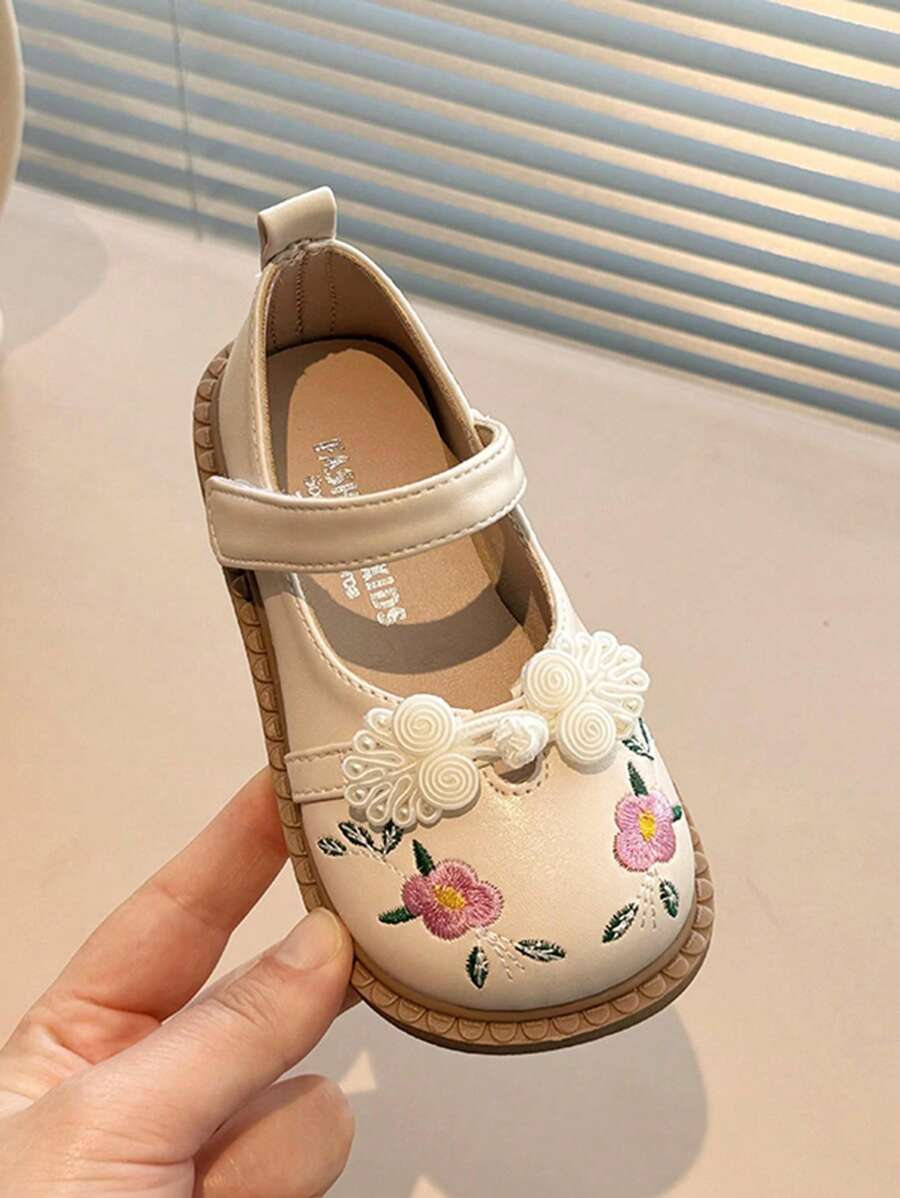 Zapato clásico de verano para niñas con bordado de flores