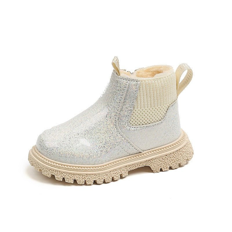 Botas de invierno brillantes con forro de pelo para niñas
