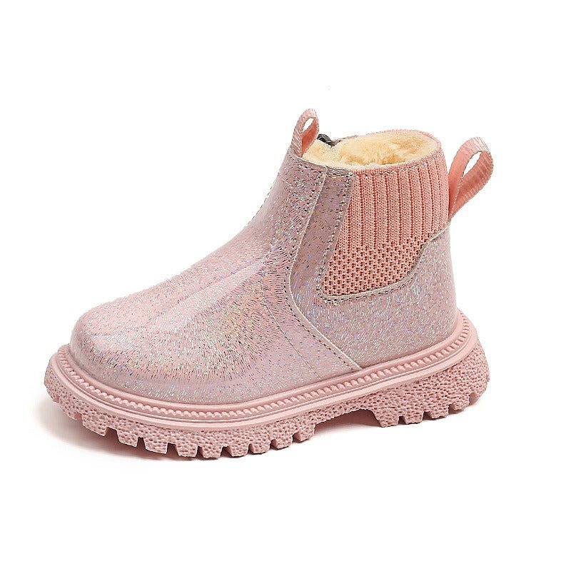 Botas de invierno brillantes con forro de pelo para niñas