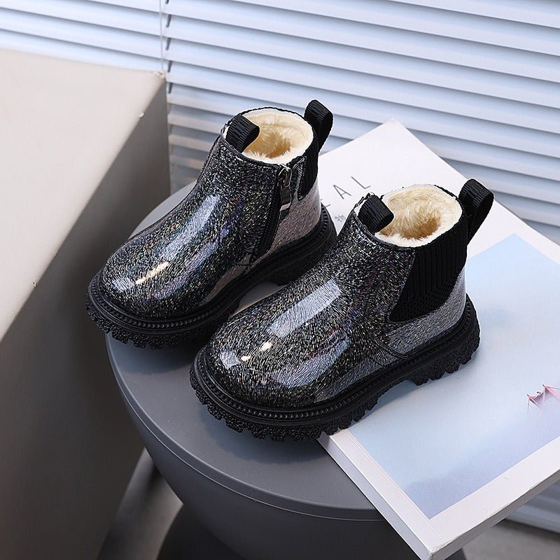 Botas de invierno brillantes con forro de pelo para niñas
