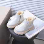 Botas de invierno brillantes con forro de pelo para niñas