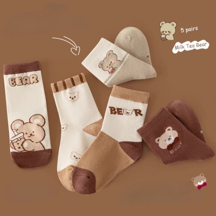 Calcetines de algodón con diseño de osito
