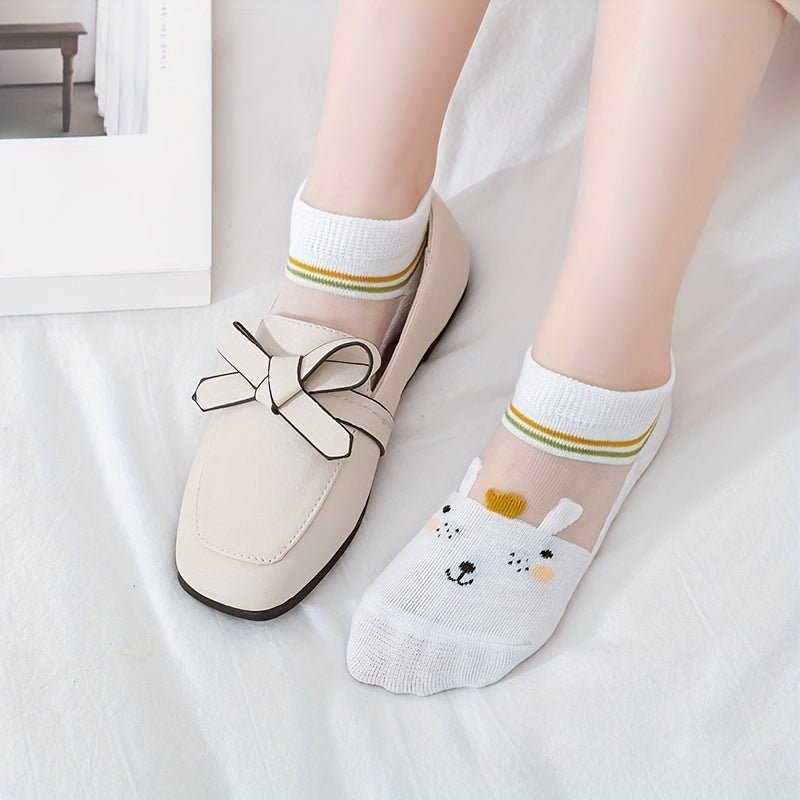 Calcetines infantiles transparentes con estampados de animales caricaturescos