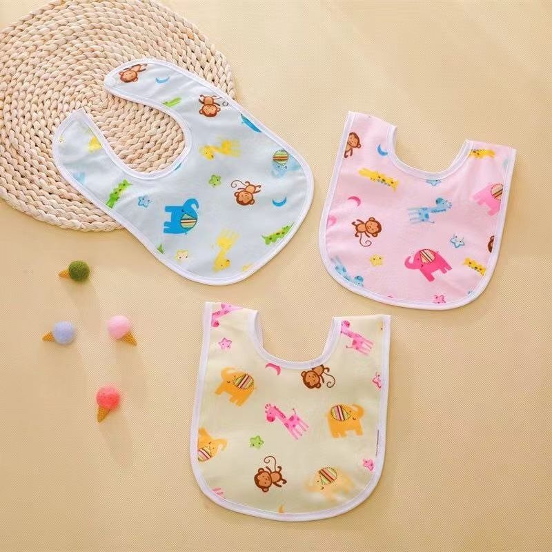 Baberos infantiles con estampados de dibujos animados – Diseño veraniego unisex