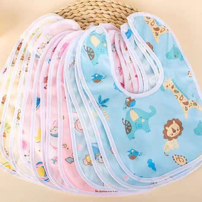 Baberos infantiles con estampados de dibujos animados – Diseño veraniego unisex