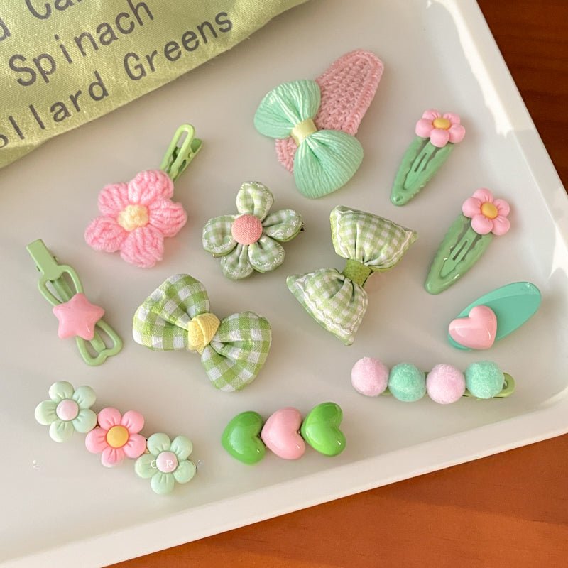 Colección de pinzas para el cabello de niñas: diseños primaverales y veraniegos, multiformas
