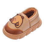 Pantuflas de invierno cálidas con diseño de oso en 3D y suave piel vista completa