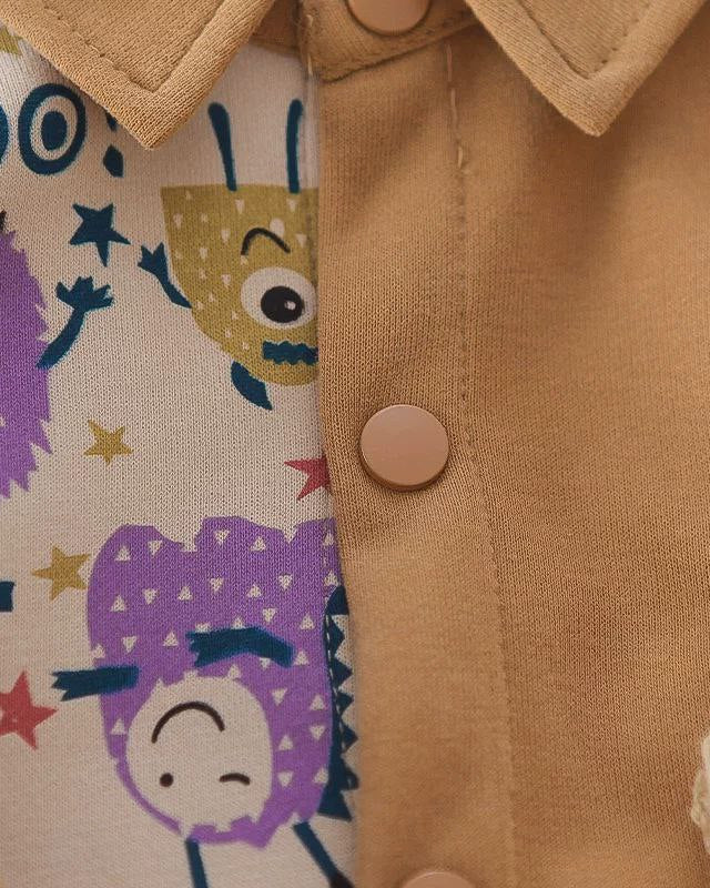 Conjunto bebé 3 piezas ropa infantil con chaqueta estampada de dibujos animados, camiseta de algodón y pantalón cálido en Españ