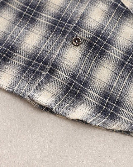 Conjunto niño 3 piezas casual camisa de cuadros y pantalón vaquero ropa infantil vista frontal
