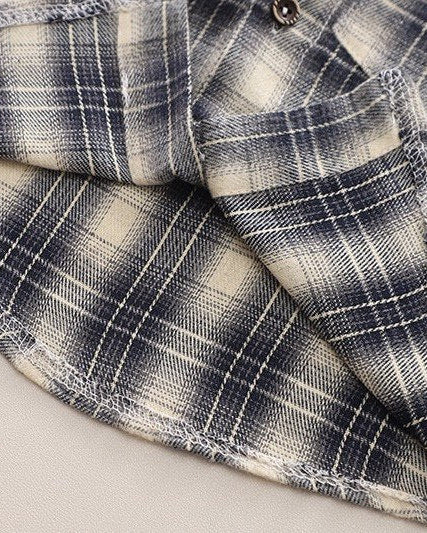 Conjunto niño 3 piezas casual camisa de cuadros y pantalón vaquero ropa infantil vista frontal