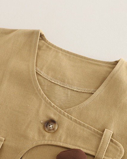 Conjunto bebé 3 piezas algodón con chaleco y osito desmontable, Ideal para primavera en España