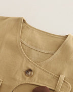 Conjunto bebé 3 piezas algodón con chaleco y osito desmontable, Ideal para primavera en España