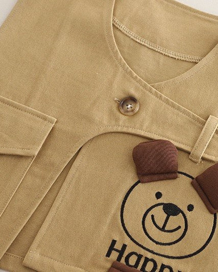 Conjunto bebé 3 piezas algodón con chaleco y osito desmontable, Ideal para primavera en España