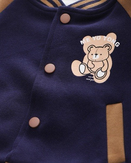Conjunto deportivo bebé 3 piezas (chaqueta, camiseta interior de algodón y pantalón) con osito | chándal bebé, ropa bebé niño en España